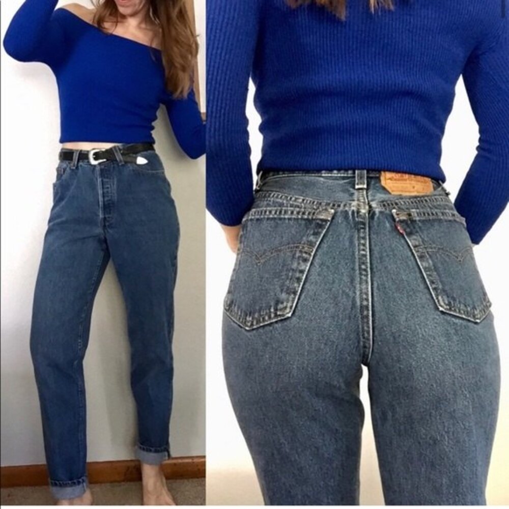 VINTAGE LEVIS denim womens high rise button fly 501s